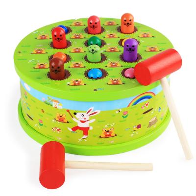 China Educational Children Wooden Toys Hammering Toy Kids Educational Mole Whacking Parent-child Game Wooden Hammering Toy For Child for sale