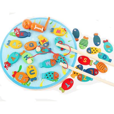 China Educational Kid Toys Magnetic Wooden Fishing Game Toys Alphabet Fishing Counting Board Game Toys Children' s birthday toys for sale