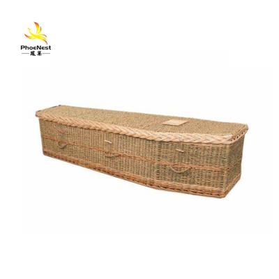 China Eco-Friendly.Stocked European Style Wicker Weaving Wicker Natural Casket Glass Casket for sale