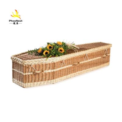 China Eco-Friendly.Stocked Burial Supplies Eco Friendly European Style Casket Wicker Casket for sale