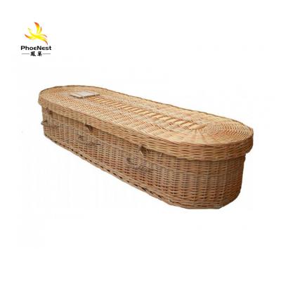 China Eco-Friendly.Stocked Caskets Custom White Satin Wicker European Style 6 Handles Funeral Caskets for sale