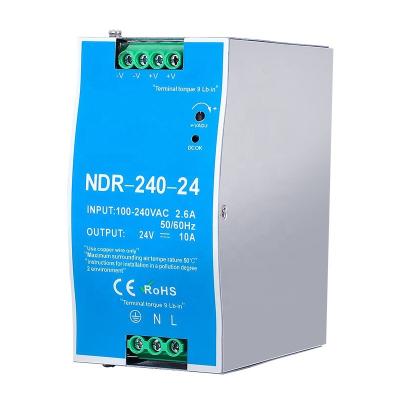 China NDR-75W/120W/240W NDR DIN DRP Ultrathin NDR-240-24 Rail 24V 12V DC DR Switching Power Supply for sale