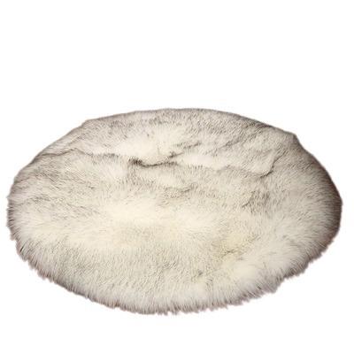 China Stain Resistant Round Soft Faux Sheepskin Fur Area Rugs For Bedroom Living Room Floor Shaggy Silky Plush Carpet White Faux Fur Bedside Blankets for sale