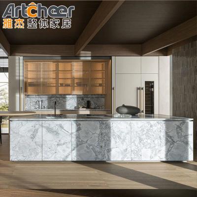 China Modern Stylish Kitchen Cabinet with Light Oak Veneer Laminated and Customizable Size for sale