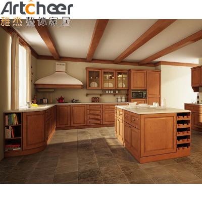 China Stylish and Durable Mahogany Kitchen Cabinets with Solid Wood Frame in Modern Style for sale