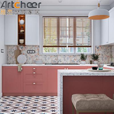 China High End Knock Down Design Pink Kitchen Cabinets Discontinued Typed Base Cabinets for sale