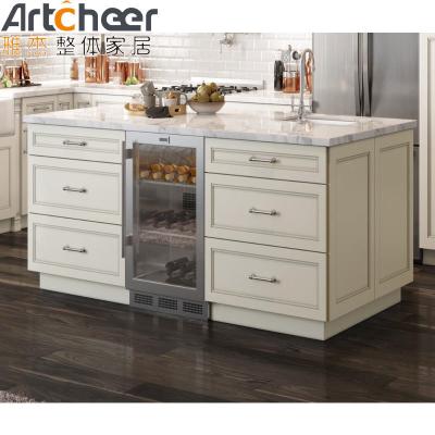 China Modern Design Kitchen Island Table with Storage and Customized Color Shaker Cabinets for sale