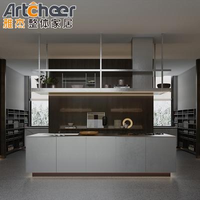 China Küchenmöbel aus Massivholz Modernes Küchenschrank mit Luxus Kücheninsel Free Design Möbel Set zu verkaufen