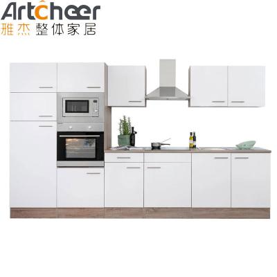 China Modern Style Melamine Finish Plywood Carcase Kitchen Cabinet with Tall Cabinet Unit for sale