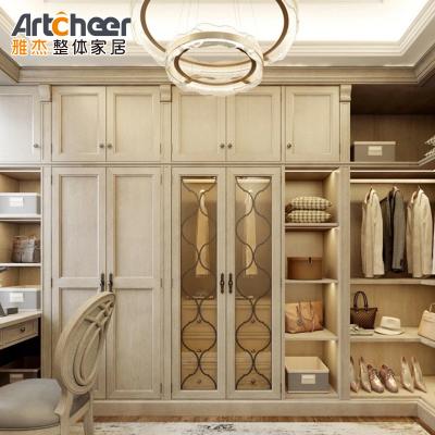 China Adjustable Wooden I-Shaped Corner Wardrobe in White Finish for Saudi Bedroom Furniture for sale