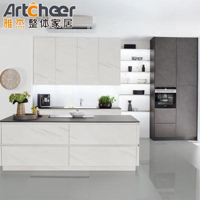 China Door Drawer Base Cabinets White Color Kitchen Cabinets with Bamboo Pull Down Storage for sale