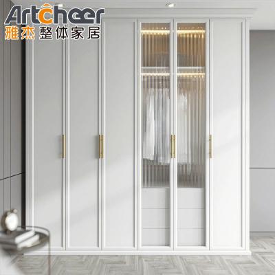 China School Melamine Wooden Walk-In White Sliding Door Wardrobe With Open Design for sale