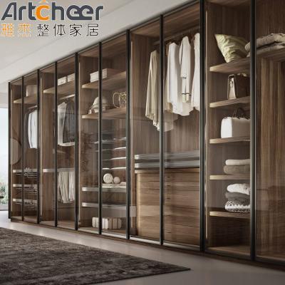 China Schlafzimmer Design Schrank mit modernem Design und Aluminiumrahmen Glas Tür zu verkaufen