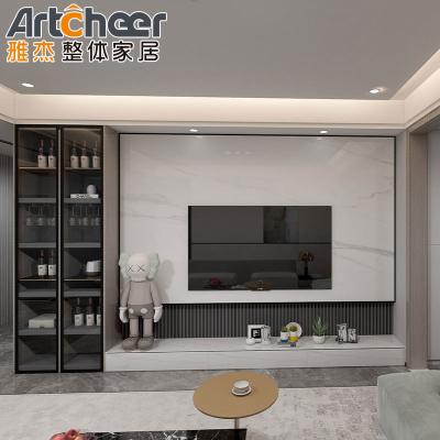 China Customized Size Modern Design 85 Inch Wood Tv Stand Wall Unit for Living Room Furniture for sale