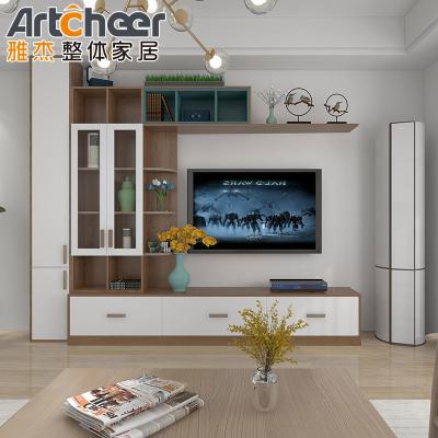 China Home Furniture Simple LED TV Wall Mount Stand Cabinet with Sliding Doors in Indonesia for sale