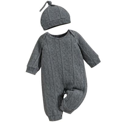 China Spandex / Cotton Fall dropship baby girl clothes baby jumpsuit one piece knitwear with hat for sale