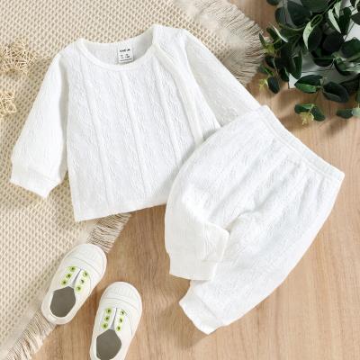 China Breathable neutral baby clothes long sleeve pants set baby boy white clothes 0-3 months for sale