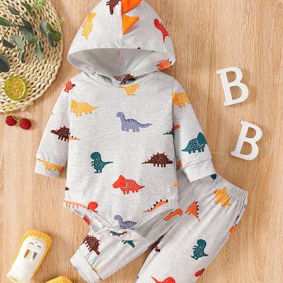 China Breathable Toddler baby clothes girl boy cute dinosaur print rompers pants unisex clothing set for sale