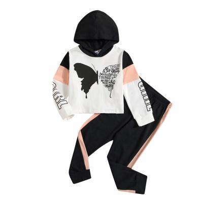 China Casual New Wholesale Kids Clothing Color Block Children Kids Hoodies Boys Girls Clothing Sets Tracksuit for sale