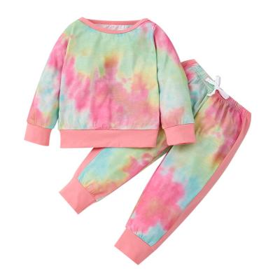 China Casual Tie-Dye Kids Clothes Baby Sets Warm Winter Clothing Set Long Sleeve Baby Boys Tops+Pant Set for sale