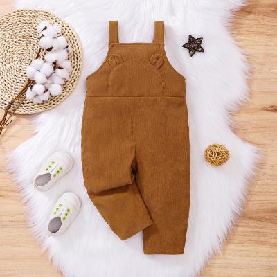 China Breathable Toddler Kids Baby Boy Girl Bib Overalls Corduroy Solid Bottom Outfit Cute Bear Suspender Pants for sale