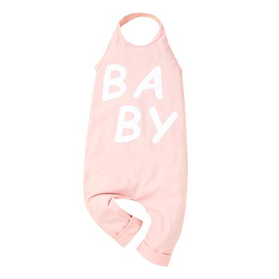 China Breathable Autumn New Custom Casual Pants Children Cotton Letter Trousers Toddler Boys Baby Halter Overalls for sale