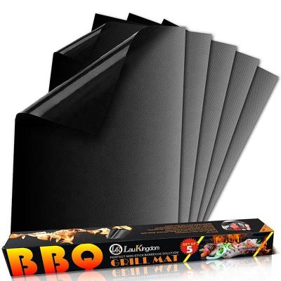 China Wholesale 40X33CM Corrosion Resistance Heat Insulation Fiberglass 100% Non-Stick Heat Resistant BBQ Grill Mats PTFE for sale