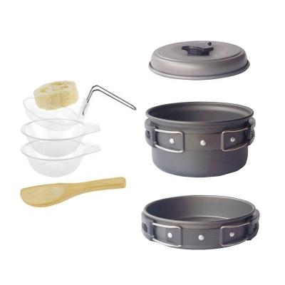 China Outdoor Camping Raising Pan Aluminum Alloy Ultralight Portable Traveling Frying Set Outdoor 1-2 Person Camping Cookware for sale