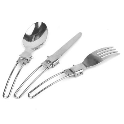 China 3PCS/SET Outdoor Ultralight Portable Stainless Steel Knife Fork Spoon Camping Tableware Set Folding Tableware Set for sale