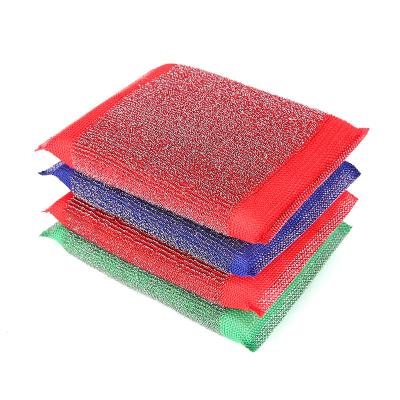 China whole colorful yarn dish scrubber for kitchen washing Stainless Steel Wool Scrubber kitchen cleaning sponge scourer for sale