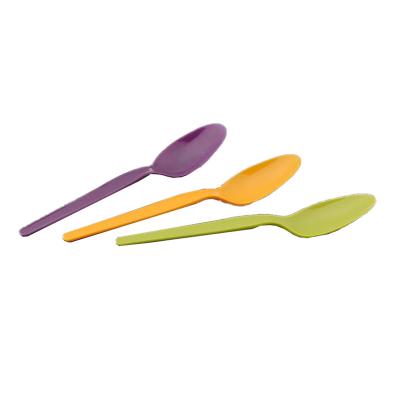 China Free Sample Multiple Colors Disposable Ice Cream Scoop Coffee Dessert For Sale New Food Grade Tricolor PS Spoons Serving Spoon for sale