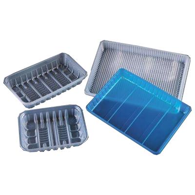 China Food Grade Raw Material Disposable Tray Food Packing Rectangle pp Customized Plastic Tray For Seafood Supermarket for sale