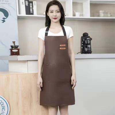 China Eco-friendly Waterproof PU leather apron household kitchen apron wear-resistant for men and women for sale