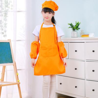 China Eco-friendly Waterproof Custom logo Cheap Plain Kids Cooking Drawing Apron Set for Kids for sale