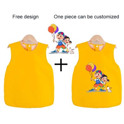 China Eco-friendly Waterproof Wholesale Waterproof Soft Toddler Feeding bib material polyester clean quick proof Smock Sleeveless Baby Bib for sale