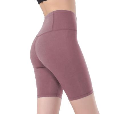 China Wholesale Antibacterial High Waist Tummy Control Sports Shaping Short Pants Sweat Wicking Nylon Spandex Yoga Shorts For Ladies for sale