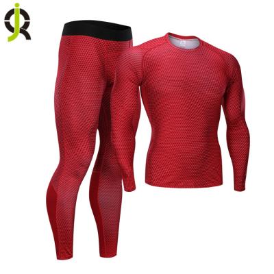 China 2019 Antibacterial New Design Pattern Sportswear Set Red Color Sublimation Printing Training Tights Compression Breathable Quick Dry Suit for sale