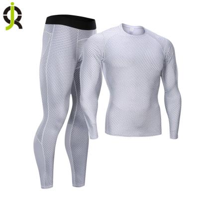 China Latest Design Antibacterial 2 Piece Compression Tights Set White Color Pattern Sublimation Printed Fitness Suit Quick Dry Workout Suits Men for sale