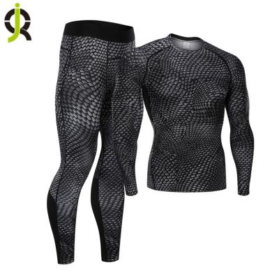 China 2019 Antibacterial Latest Design Sublimation Print Sportswear Gym Set Youth Compression Long Sleeve Snake Pattern Printing Fitness Suit Men for sale