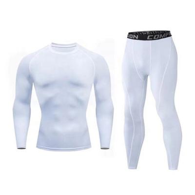 China Hot Sale Men's Gym Quick Dry Fitness Antibacterial Sets Moisture Wicking Sports Rush Guard Leggings Suits 2 Pieces Shaping Sweatsuits for sale