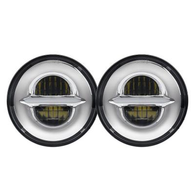 China 7inch Round Led Head Light ASEND LED Engine With 6500K Daytime Running Light Black Bezel 7inch Led Headlight For 3300LM Motorbike Head Lights For Offroad for sale