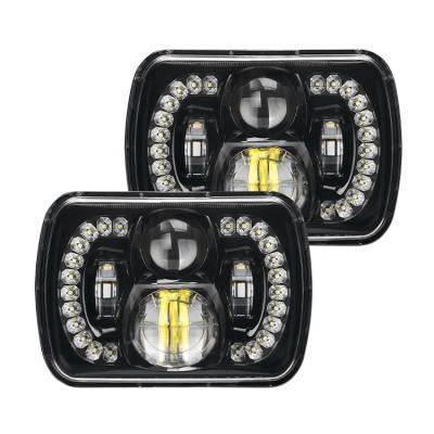 China aluminum housing & PC Lens Huiguang 90W Hi/Lo Beam 6x7 5x7 Spotlight Sealed Beam Rectangle Truck LED Headlights With DRL for sale