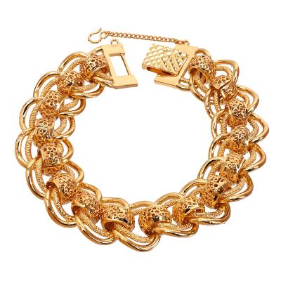 China Transfer Beads Bracelet Luxury Gold Filled Link Charm Bracelet Copper Jewelry Women's Bracelet Plain for sale