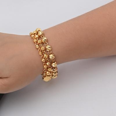 China Fitted with ball bracelet high quality unisex safety tail chain jewelry custom unisex korean gold bead bracelet 14K 18K gold bead bracelet for sale