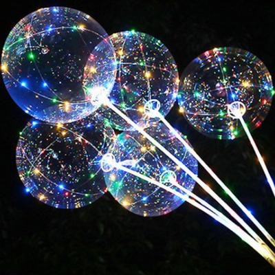 China ALL Party Handle Led Balloon With Sticks Luminous Transparent Helium Bobo Ballons Wedding Birthday Party Decorations Kids LED Light Balloon for sale