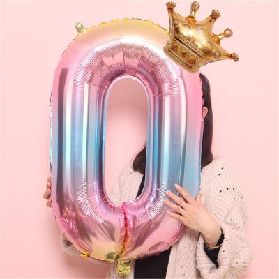 China Unicorn Party Supplies Balloons 32 Inch Crown Number Foil Balloons Number Balloon Happy Birthday Party Decoration Wedding Party Decorations Balloons for sale