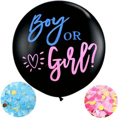 China Baby Shower Party Decoration ROUND Blue & Gold 36inch Her Or Him Baby Gender Reveal Confetti Latex Globos / Balloon for sale