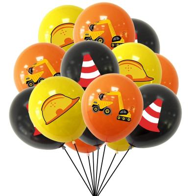 China Latex 20pcs Per Bag Engineering Vehicle Theme 12 Inch Latex Balloon Excavator Helmet Printing Balloon Birthday Party Decoration for sale