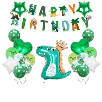 China Forest Green Party Supplies New Latex Balloons Party Decoration Dinosaur Flag Balloon Set Forest Green Theme Children Printed for sale