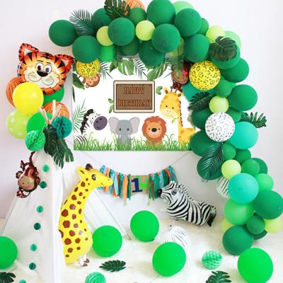 China Gift Toy Forest Green Latex Balloon Set Balloon Garland Kit Safari Kids Birthday Background for sale